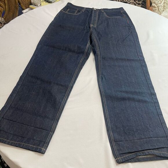 Ed Hardy Dark Blue Embroidered Skull Denim Jeans Size 38 X 30 - Picture 1 of 8